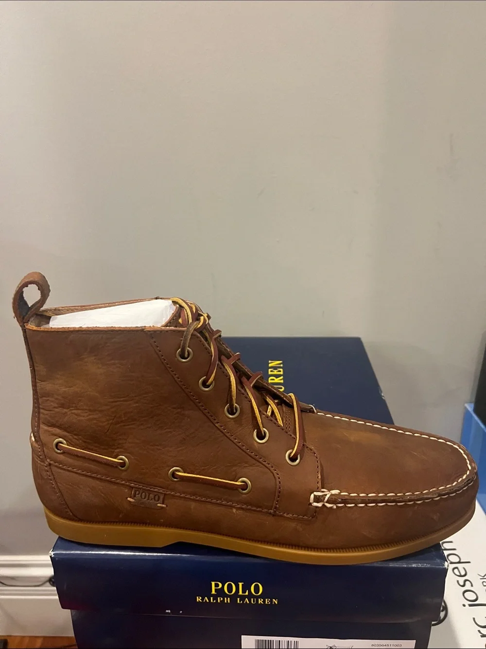 Polo by Ralph Lauren Brown Leather Boat Chukka Boots Size 12